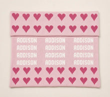 Hearts Repeat Name Cotton Knit Blanket