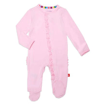 Onsie- Magnetic closure. Pink Footie with Ruffle