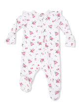 Pink Rosettes 2-Way Zip Ruffle Sleeve Footie With Matching Headband