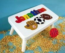 Step Stool- Sports Motif on White