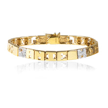 Bracelet- 14K Gold Family Name Bracelet - Letters with Diamond Heart Separators